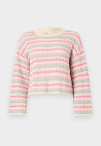 ONLASA SHORT O NECK - Strickpullover - birch/gray mist/violet ice/fuchsia pink