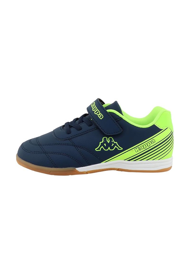 Kappa Sportschuhe in Marineblau mit limonengrünen Akzenten, aus synthetischem Material, mit strukturiertem Oberflächen, Schnürdesign und einem Klettverschluss.