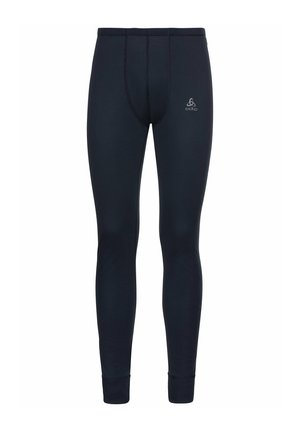 Marineblaue Thermoleggings mit einer engen Passform, weichem Material, elastischem Bund und einem Logo auf der Vorderseite. Glattes, dehnbares Gewebe.