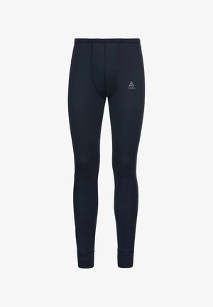 Marineblaue Thermoleggings mit einer engen Passform, weichem Material, elastischem Bund und einem Logo auf der Vorderseite. Glattes, dehnbares Gewebe.
