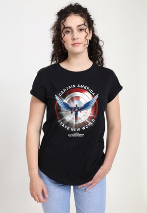 CAPTAIN AMERICA BRAVE NEW WORLD SHIELD - Print T-shirt - black