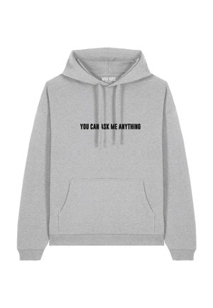 YOU CAN ASK ME ANYTHING EMBROIDERY UNISEX OVERSIZE  - Hoodie - mottled grey