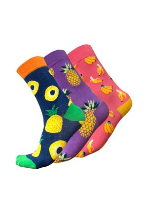 3 PACK FRUITS - Chaussettes - fruits pink blue purple