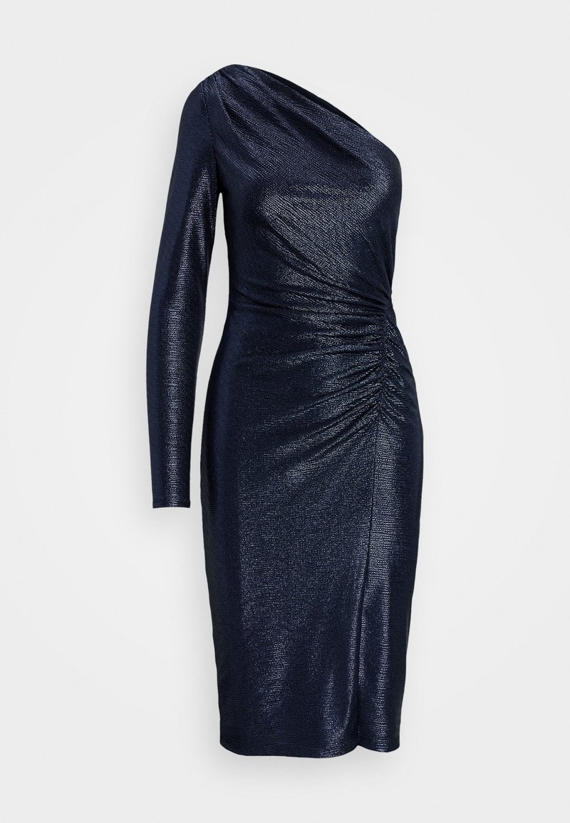 Lauren Ralph Lauren METALLIC ONE SHOULDER COCKTAIL DRESS - Cocktail dress /  Party dress - lauren navy/navy foil/dark blue - Zalando.co.uk