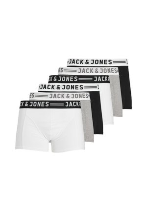 Set von fünf Boxershorts in Weiß, Grau und Schwarz. Baumwollmischung mit einem elastischen Bund, der das "JACK & JONES"-Logo trägt.