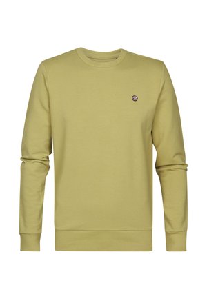 Sweatshirt verde deschis din bumbac, cu mâneci lungi și guler rotund. Include un mic patch cu logo pe piept.
