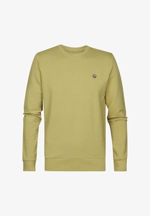 Sweatshirt verde deschis din bumbac, cu mâneci lungi și guler rotund. Include un mic patch cu logo pe piept.