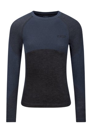 Maglia atletica a maniche lunghe in navy scuro e antracite. Materiale testurizzato con un design aderente e maniche raglan. Logo sul petto.