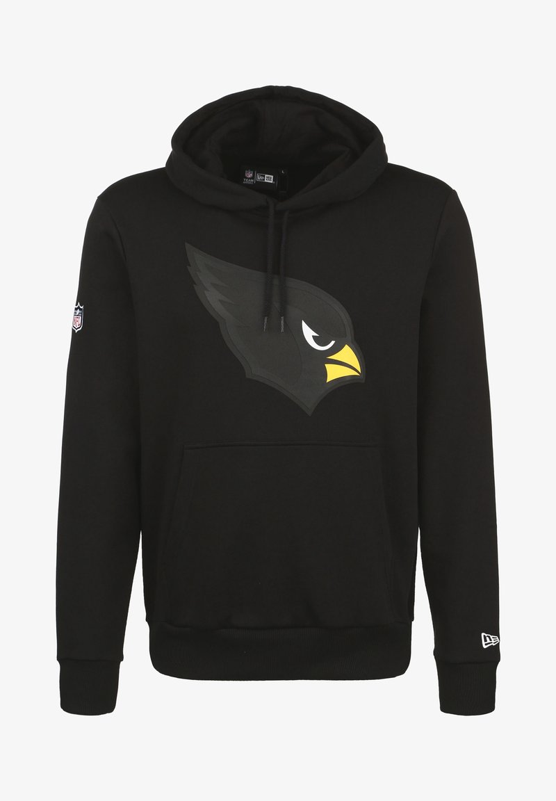 Svart huvtröja med stort mörkgrått fågelhuvudlogotyp och gul näbb på bröstet, NFL-logotyp på högra ärmen och varumärkeslogotyp på vänstra manschetten.