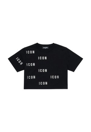 ICON CROPPED GLITTER - T-shirt con stampa - nero