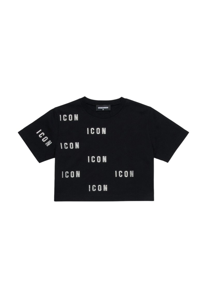 Dsquared2 ICON CROPPED GLITTER - T-shirt con stampa - nero