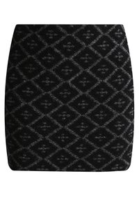 Kjol i ullblandning med ett strukturerat svart- och grått diamantmönster. Tight passform med en slät och ren nederkant.