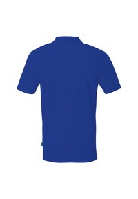 Korte mouwen poloshirt in effen blauw, met een klassieke kraag en een recht gesneden ontwerp. Gemaakt van gladde, lichte stof.