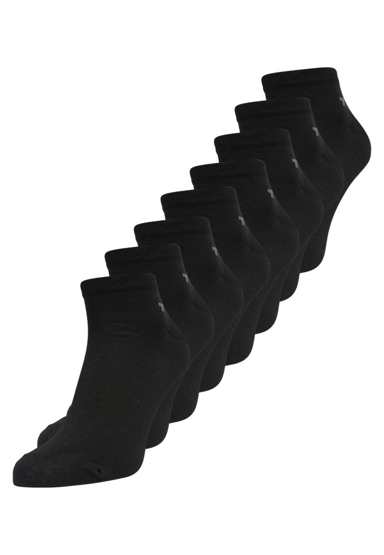 Pack of black ankle socks made from soft fabric. Features a ribbed cuff and a smooth texture, with subtle logo detail on each sock.