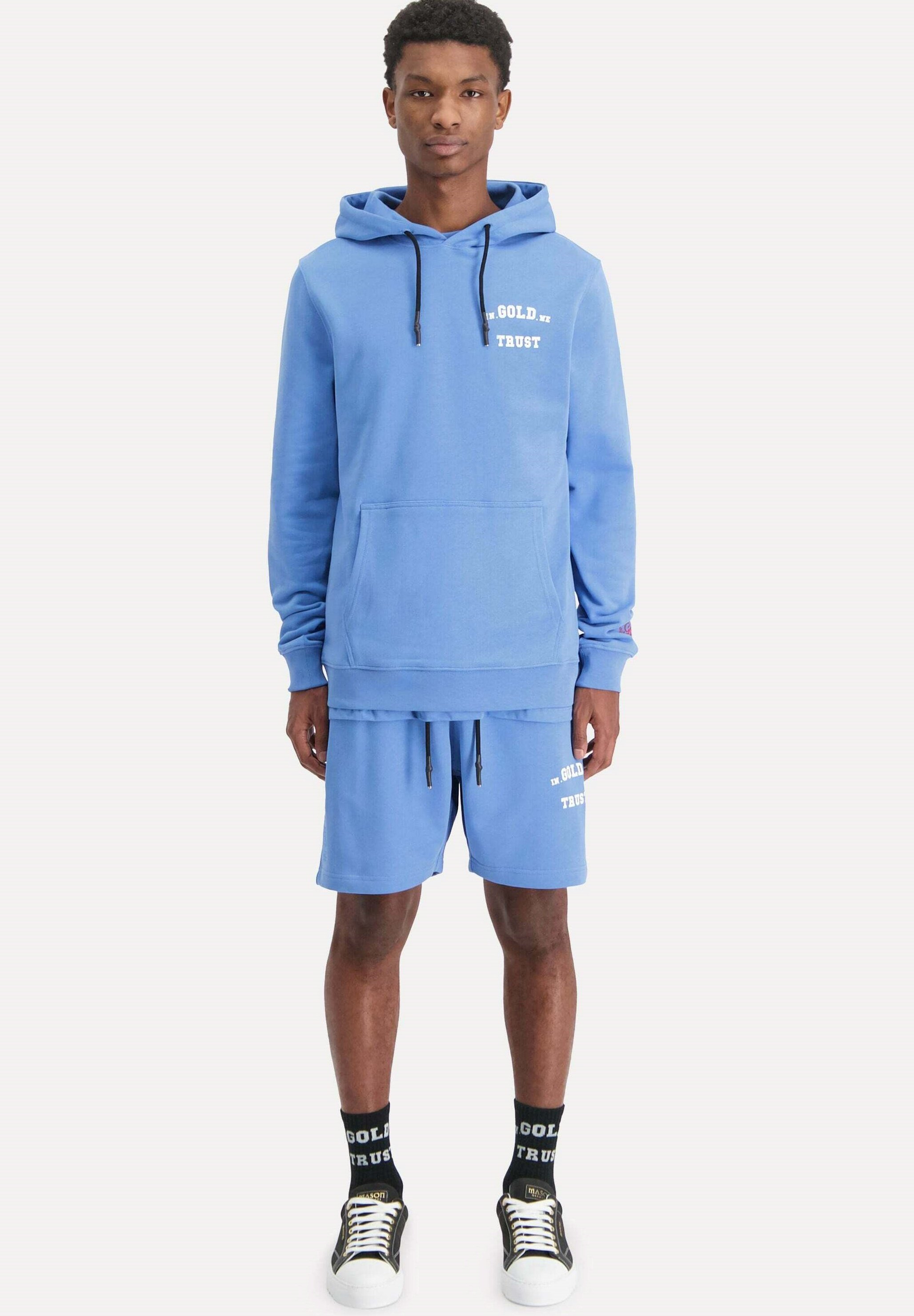 in gold we trust dark blue hoodie
