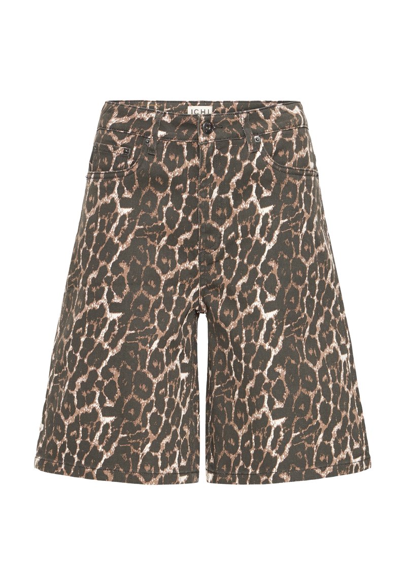 ICHI IHBROKES SHO - Denim shorts - leopard/brown - Zalando.ie