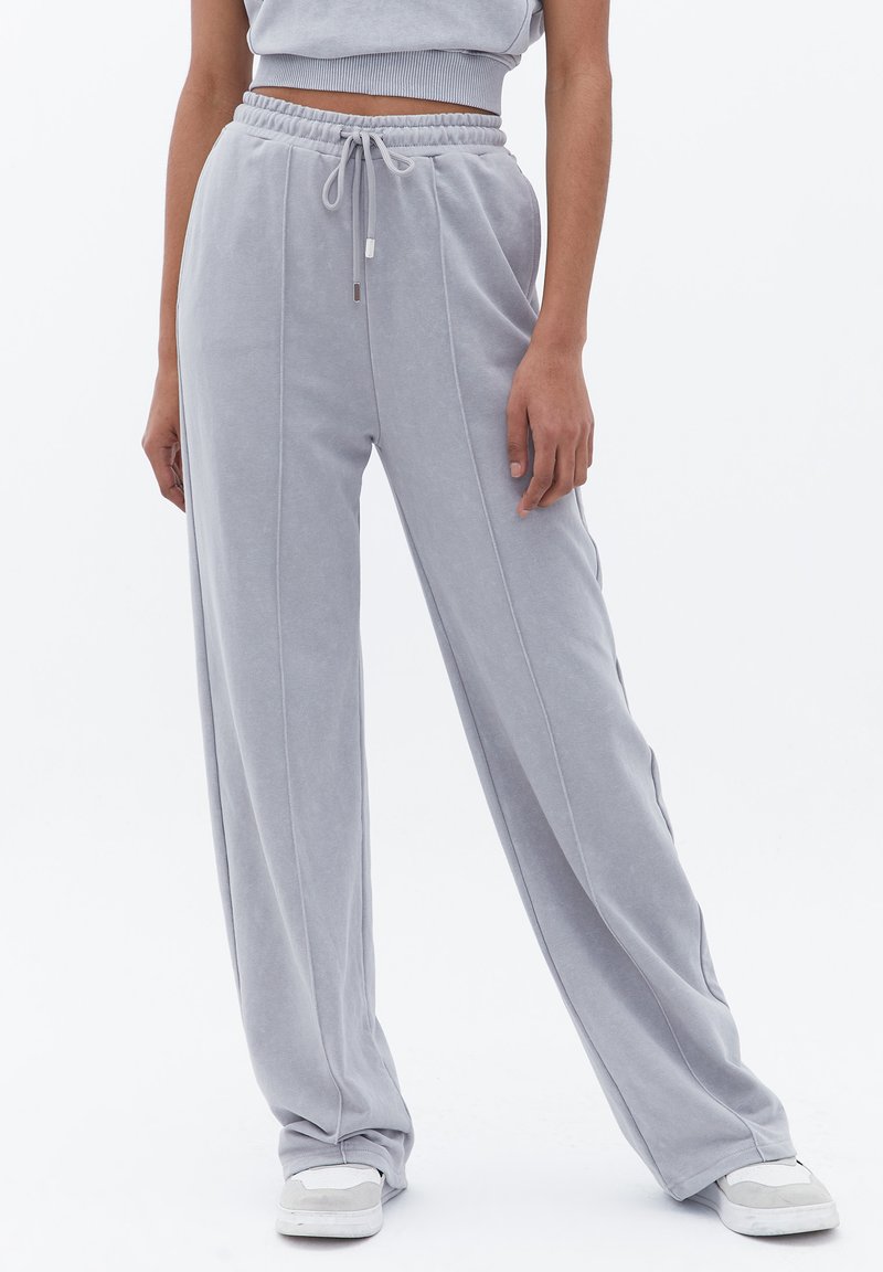 Jogginghose Damen Baumwoll Sporthose High Waist Weites Bein Sweatpants Mit Kordelzug Elastische Trainingshose Stretch Baggy Freizeithose Leicht