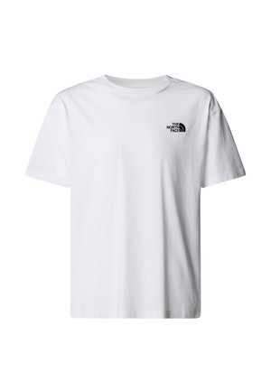 Fehér pamut rövid ujjú póló, bal mellrészen kis fekete logóval. Klasszikus kerek nyakú kialakítás, sima textúra.