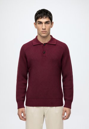 Selected, SLMPIM LS KNIT POLO CAMP - Pullover - tawny port