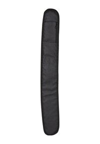 Funda blanda negra y estrecha con un bolsillo con cremallera. Hecha de un tejido texturizado, presenta un borde suave y redondeado para un manejo fácil.