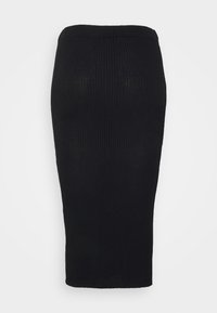 Černá úzká pletená sukně s vysokým pasem. Vyznačuje se přiléhavým střihem a hladkým, texturovaným povrchem. Vhodná pro různé příležitosti.
