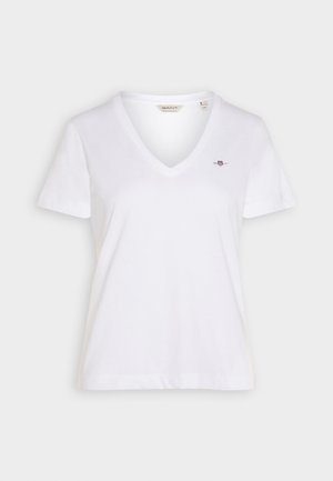 REG SHIELD V-NECK - T-shirts - white