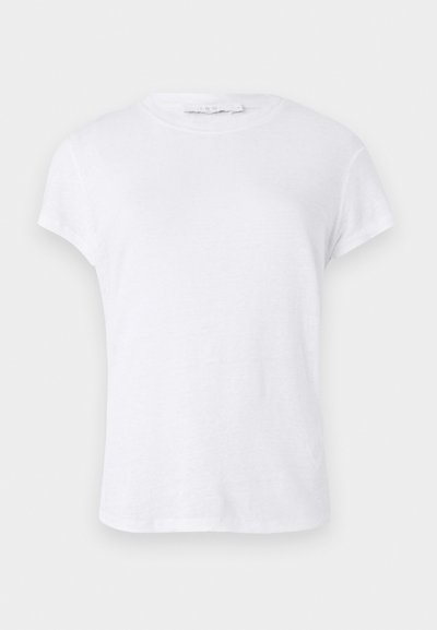White short-sleeve t-shirt with a round neckline, crafted from lightweight fabric, featuring a simple, clean design without embellishments.