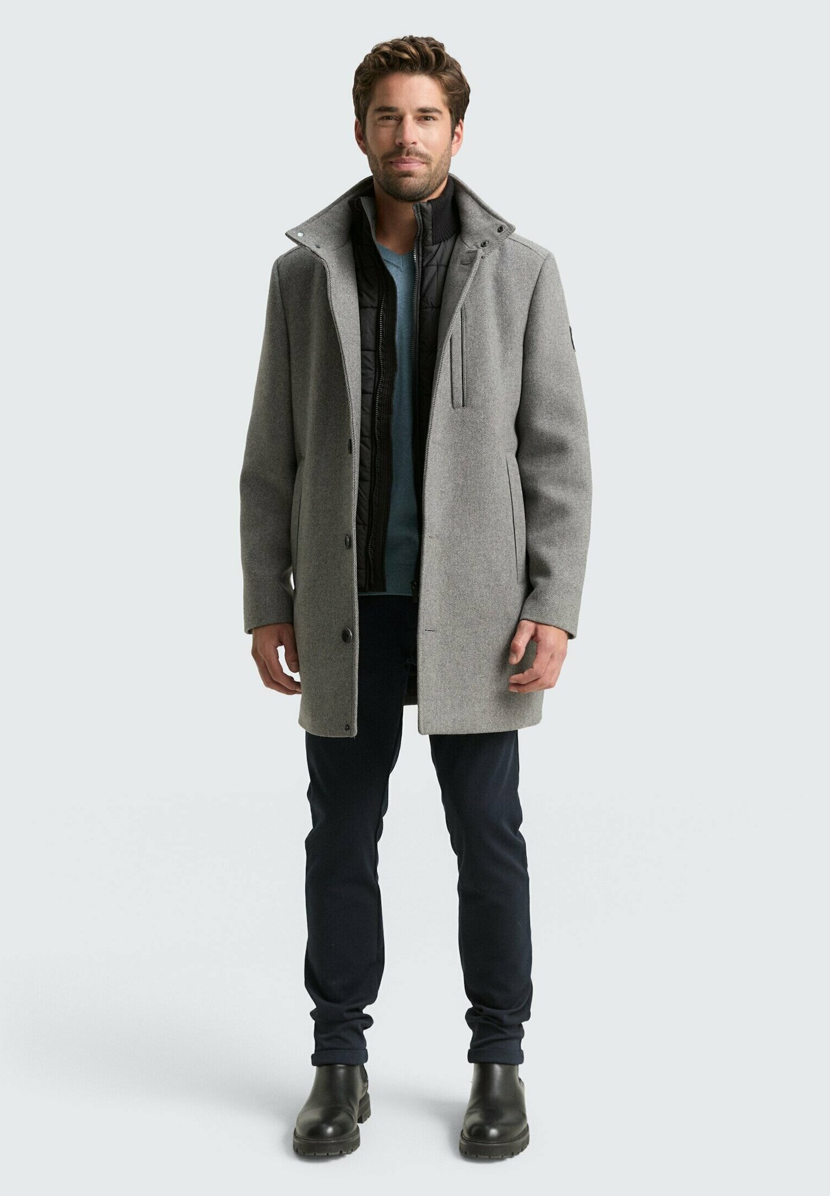 TOM TAILOR 2-IN-1 - Short coat - light stone grey wool twill/light