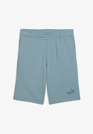 Lichtblauwe Puma-short met elastische tailleband, zijzakken en geborduurd logo op het linkeronderbeen.