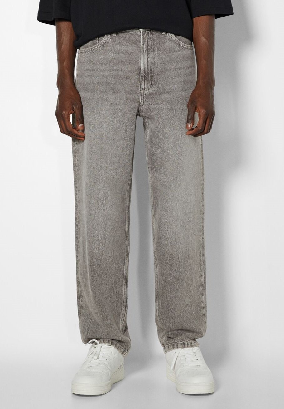 Bershka Straight leg jeans - mottled dark grey/donkergrijs gemêleerd -  Zalando.nl