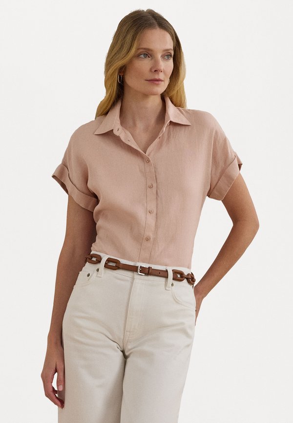 RELAXED FIT LINEN SHORT SLEEVE SHIRT - Button-down blouse - sunrise blush