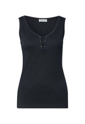Street One Studio, TOP WITH V-NECK AND TAPE DETAILS - Top - maritime blue