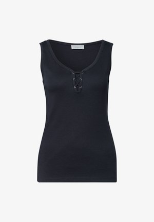 Street One Studio, TOP WITH V-NECK AND TAPE DETAILS - Top - maritime blue