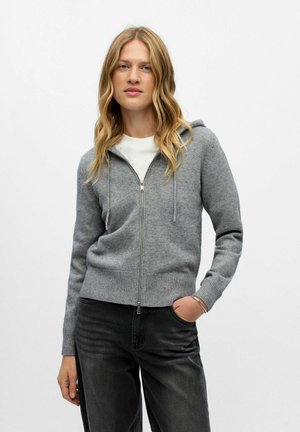 CASUAL - Majica s kapuljačom i patentnim zatvaračem - medium grey melange