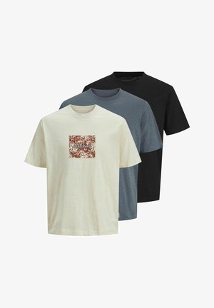 3ER-PACK LOGO - Nyomott mintás póló - antique white