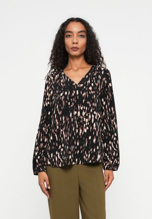 PRINTED V NECK - Bluse - brown
