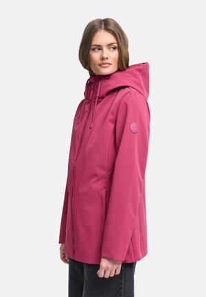 MARIKOO Lange overgangsjas/mantel voor dames met reflecterende details en tailletrekkoord Megumii 16 XS-6XL, powder blue, 4XL
