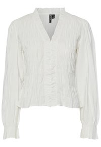 PCDEMMIE V NECK FRILL - Bluse - bright white