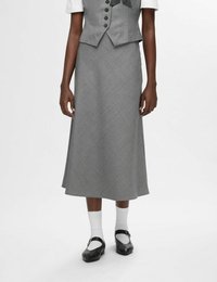 Selected Femme MIDIROCK ELEGANTER - Áčková sukně - grey melange