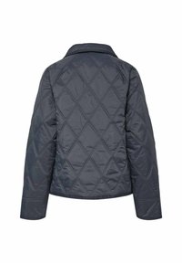 Tamsiai pilkas siuvinėtas švarkas su deimanto raštu, ilgomis rankovėmis ir pritaikytu apykakle. Minkšta tekstūra su šiek tiek blizgiu paviršiumi.