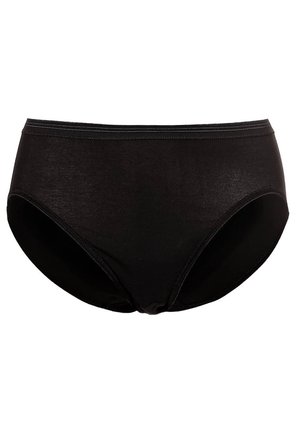 Black cotton brief with a smooth texture, mid-rise waist, and no visible seams. Designed for comfort and everyday wear.