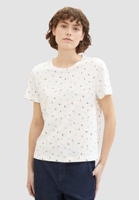 TOM TAILOR 2ER-SET RUNDHALS KURZARM - T-Shirt print - weiß hellblau