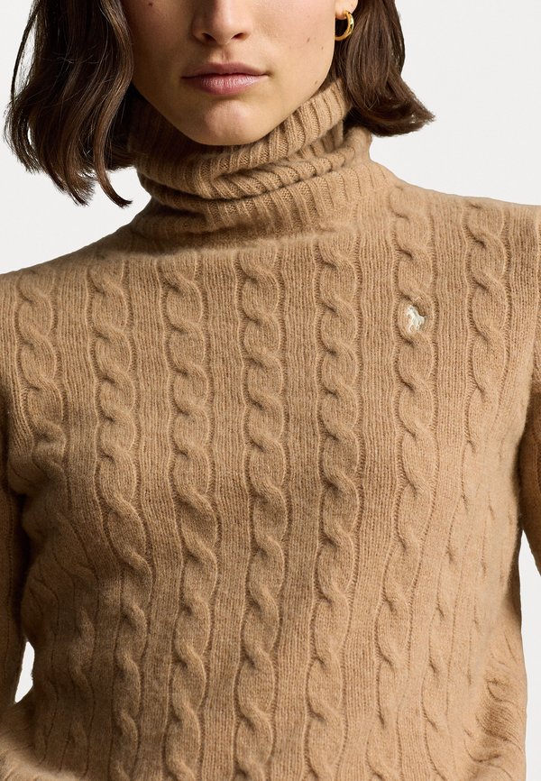 WOOL CASHMERE CABLE ROLL NECK JUMPER - Jumper - collection camel2