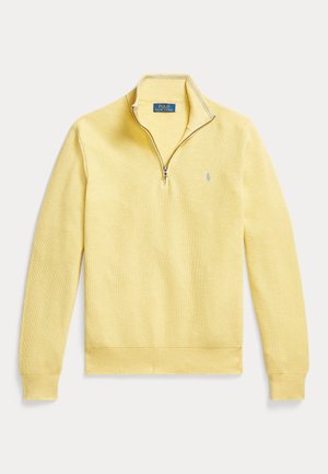 MESH KNIT COTTON QUARTER-ZIP SWEATER - Πουλόβερ - soft yellow heather