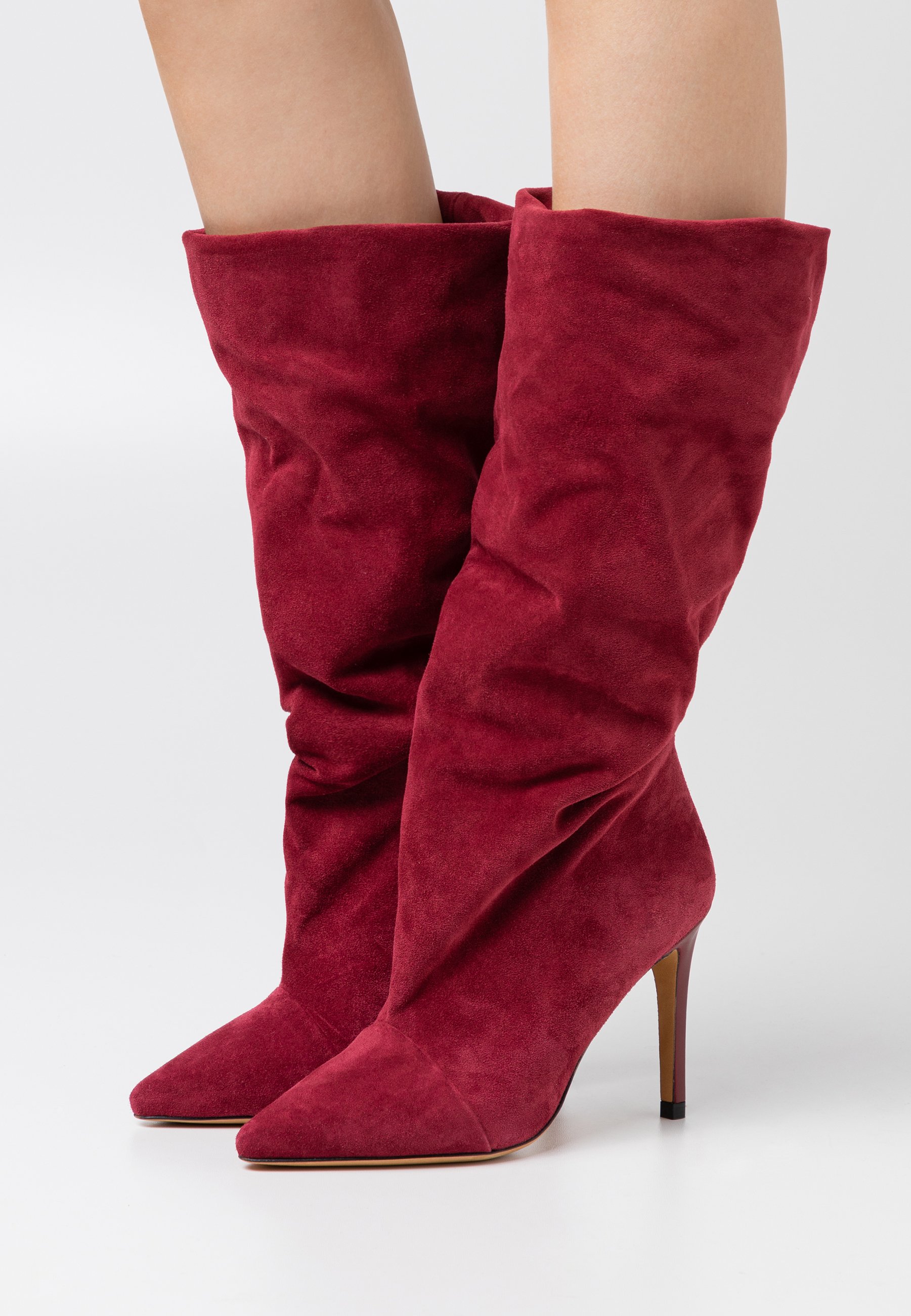 burgundy high heel boots