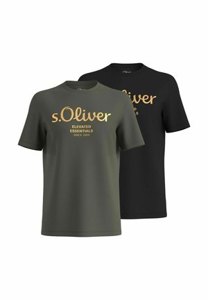 2 STÜCK - T-Shirt print - schwarz olive