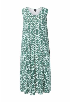 Ulla Popken, MAXIKLEID, GRAFISCHER DRUCK, V-AUSSCHNITT, ÄRMELLOS - Robe longue - dark eucalyptus