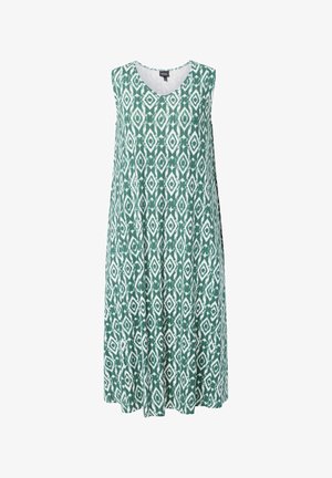 Ulla Popken, MAXIKLEID, GRAFISCHER DRUCK, V-AUSSCHNITT, ÄRMELLOS - Maxikleid - dark eucalyptus