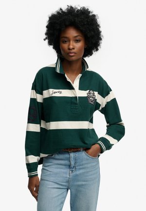 CREST STRIPE RUGBY - Poloshirt - pine green ecru