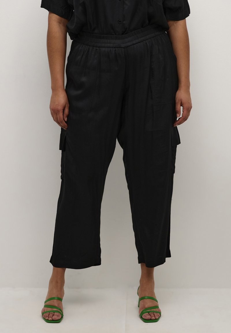 Kaffe Curve Cargo trousers - black deep/mottled black - Zalando.ie